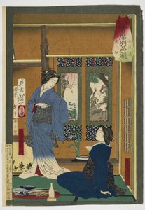 Courtesaner klar til aftenaktiviteterne, 1889 (træbloktryk) af Tsukioka Yoshitoshi